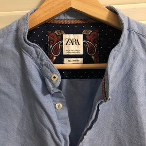 Zara Collarless Button-down